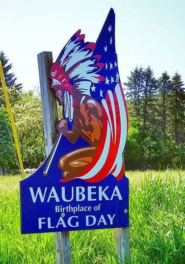 Waubeka Flag Day sign